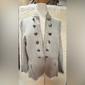 Women's Light Gray Double-Breasted Military-Style Blazer